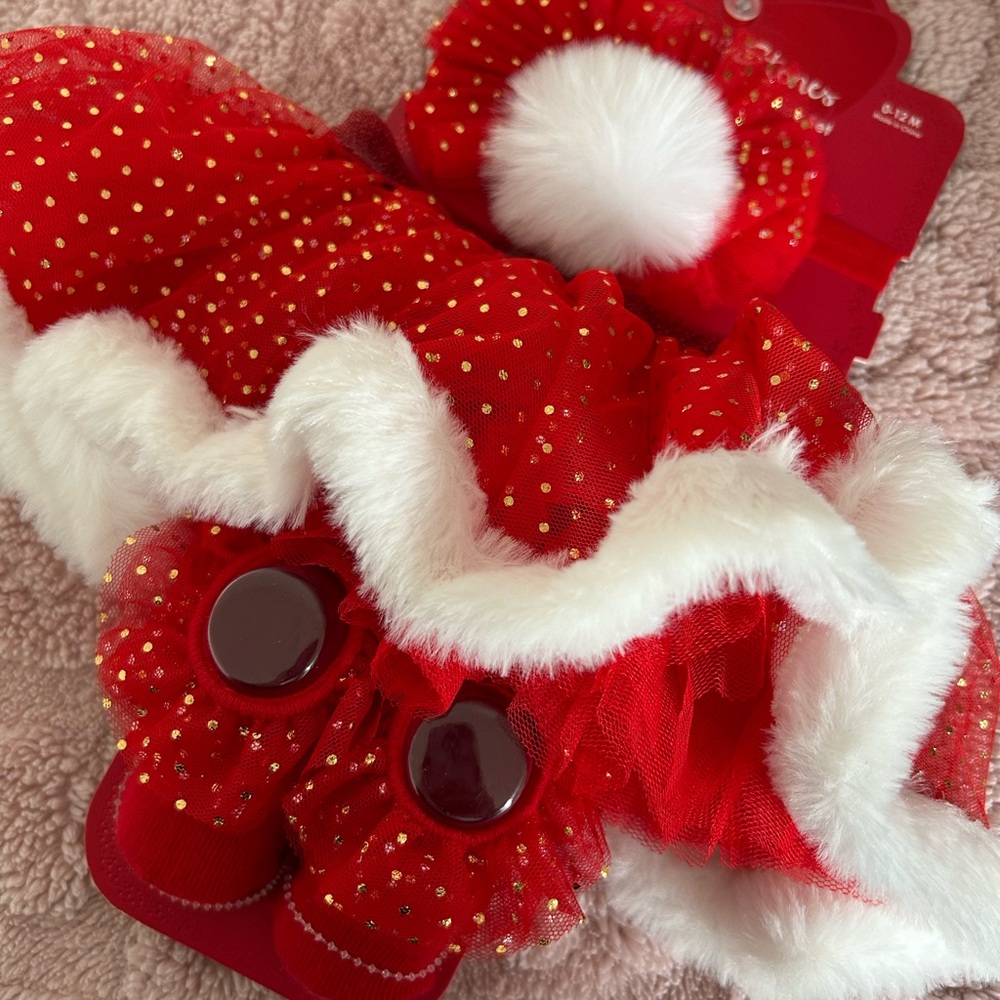 Christmas Stepping stones tutu set w/ headband & socks!
